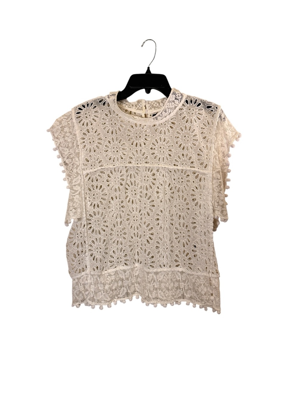 Isabel Marant Women’s White Eyelet Lace Short Sleeve Top sz L